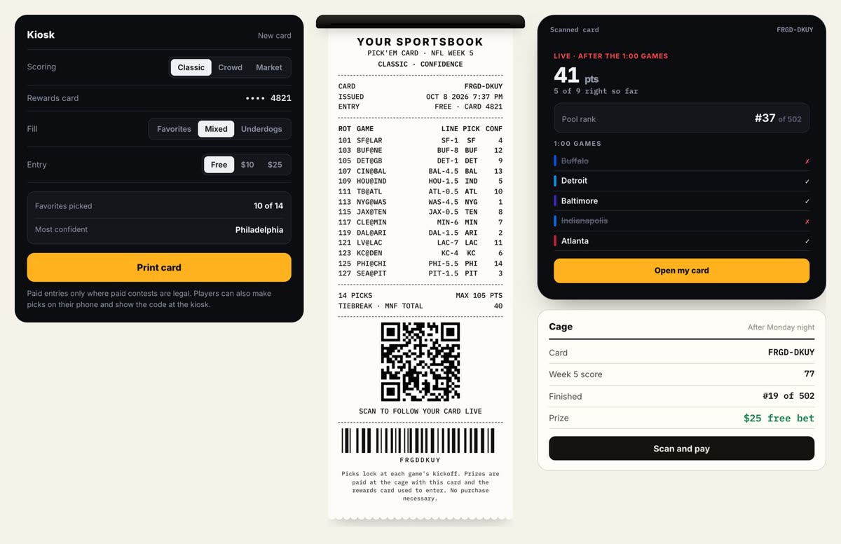 CaaS Retail: kiosk entry, printed ticket, phone check and cashier